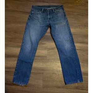 Levis 514 Straight Fit Mens Jeans Blue Denim Distressed 30/32x30 Grunge Workwear